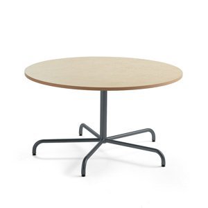 Stůl PLURAL, Ø1300x720 mm, linoleum, béžová, antracitově šedá