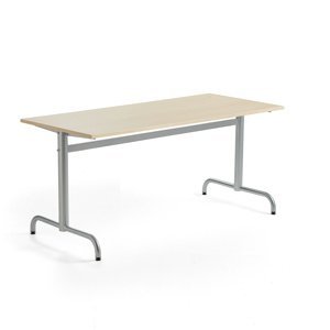 Stůl PLURAL, 1600x700x720 mm, HPL deska, bříza, stříbrná
