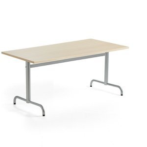 Stůl PLURAL, 1600x800x720 mm, HPL deska, bříza, stříbrná