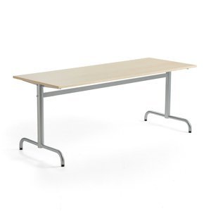 Stůl PLURAL, 1800x700x720 mm, HPL deska, bříza, stříbrná