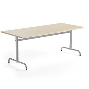 Stůl PLURAL, 1800x800x720 mm, HPL deska, bříza, stříbrná