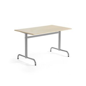 Stůl PLURAL, 1200x700x600 mm, HPL deska, bříza, stříbrná