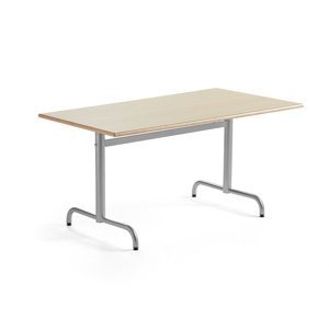 Stůl PLURAL, 1400x800x600 mm, HPL deska, bříza, stříbrná