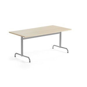 Stůl PLURAL, 1600x800x600 mm, HPL deska, bříza, stříbrná