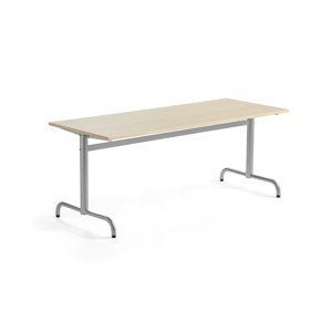 Stůl PLURAL, 1800x700x600 mm, HPL deska, bříza, stříbrná