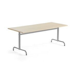 Stůl PLURAL, 1800x800x600 mm, HPL deska, bříza, stříbrná