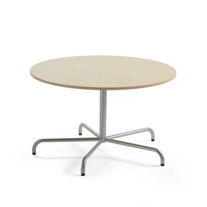 Stůl PLURAL, Ø1200x720 mm, HPL deska, bříza, stříbrná