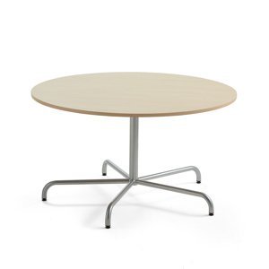 Stůl PLURAL, Ø1300x720 mm, HPL deska, bříza, stříbrná
