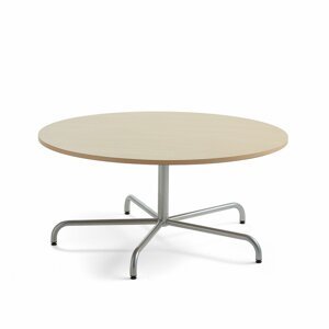 Stůl PLURAL, Ø1300x600 mm, HPL deska, bříza, stříbrná