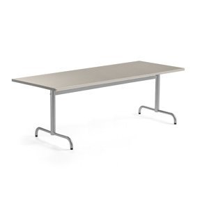 Stůl PLURAL, 1800x800x720 mm, linoleum, šedá, stříbrná
