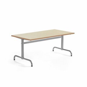 Stůl PLURAL, 1400x700x600 mm, linoleum, béžová, stříbrná