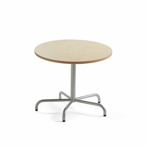 Stůl PLURAL, Ø900x720 mm, linoleum, béžová, stříbrná