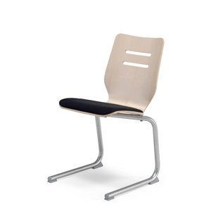 Židle COGNITA, ohýbaná konstrukce, stříbrná, bříza, černý potah