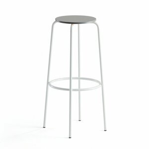 Barová židle TIMMY, výška 830 mm, bílé nohy, světle šedý sedák