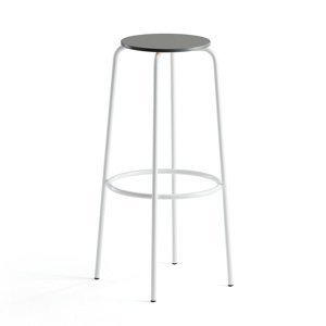 Barová židle TIMMY, výška 830 mm, bílé nohy, tmavě šedý sedák