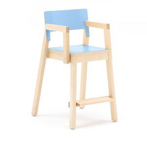 Vysoká dětská židle LOVE, s područkami, výška 500 mm, bříza, modrá