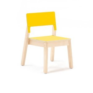 Dětská židle LOVE, výška 350 mm, bříza, žlutá