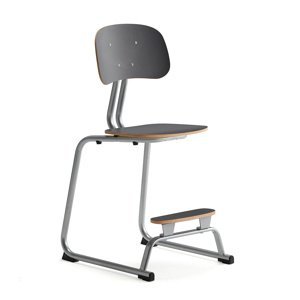 Školní židle YNGVE, ližinová podnož, výška 520 mm, stříbrná/antracitově šedá
