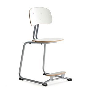 Školní židle YNGVE, ližinová podnož, výška 500 mm, stříbrná/bílá