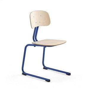 Školní židle YNGVE, ližinová podnož, výška 460 mm, tmavě modrá/bříza