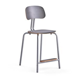 Školní židle YNGVE, 4 nohy, výška 610 mm, stříbrná/antracitově šedá
