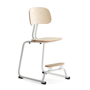 Školní židle YNGVE, ližinová podnož, výška 520 mm, bílá/bříza