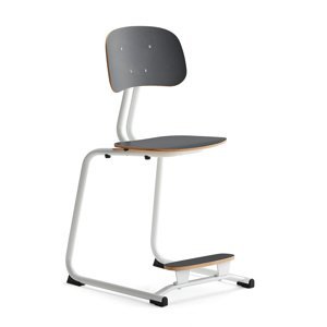 Školní židle YNGVE, ližinová podnož, výška 500 mm, bílá/antracitově šedá