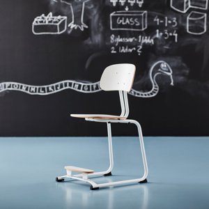 Školní židle YNGVE, ližinová podnož, výška 500 mm, bílá