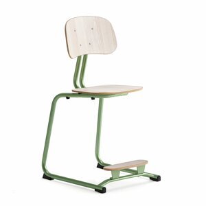 Školní židle YNGVE, ližinová podnož, výška 500 mm, zelená/jasan