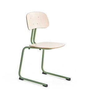 Školní židle YNGVE, ližinová podnož, výška 460 mm, zelená/bříza