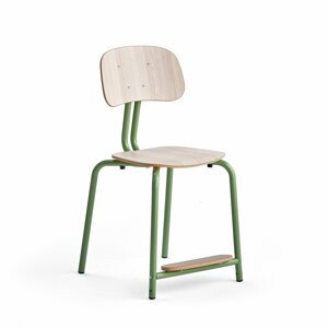 Školní židle YNGVE, 4 nohy, výška 500 mm, zelená/jasan