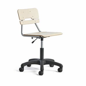 Otočná židle LEGERE, velký sedák, s kolečky, nastavitelná výška 430-550 mm, bříza
