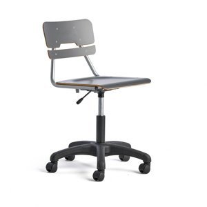 Otočná židle LEGERE, velký sedák, s kolečky, nastavitelná výška 430-550 mm, antracitově šedá