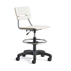 Otočná židle LEGERE, malý sedák, s kolečky, nastavitelná výška 530-720 mm, bílá