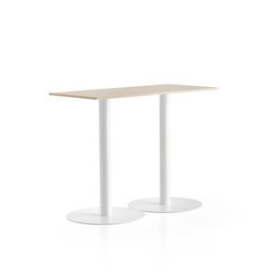 Barový stůl ALVA, 1400x700x1100 mm, bílá, bříza