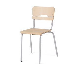 Školní židle SCIENTIA, sedák 360x360 mm, výška 460 mm, stříbrná/bříza