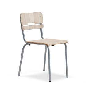 Školní židle SCIENTIA, sedák 390x390 mm, výška 460 mm, stříbrná/jasan