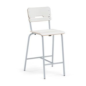 Školní židle SCIENTIA, sedák 390x390 mm, výška 650 mm, stříbrná/bílá
