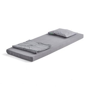Set ENKEL: matrace z polyesterových vláken a lůžkoviny, šedá