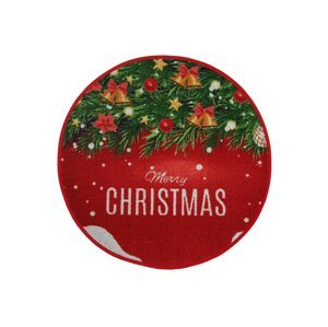 Kulatý vánoční kobereček průměr 80cm - Merry Christmas vánoční větvička s ozdobami