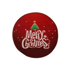 Kulatý vánoční kobereček průměr 80cm - Merry Christmas stromeček s hvězdičkou