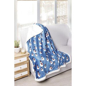Dětská deka s beránkem Snowman 125x155 dárkové balení Barva: Modrá