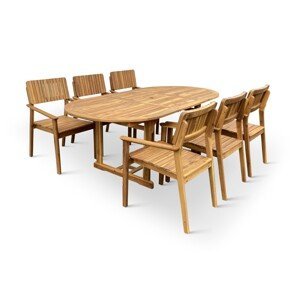 Nábytek Texim Zahradní dřevěný set - stůl VIET + křesla LUCY 1+6