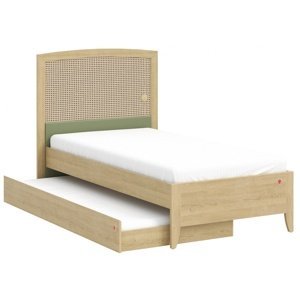 Studentská postel 100x200cm s čelem a přistýlkou habitat - dub/zelená
