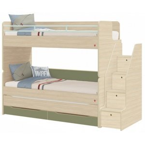 Patrová postel s přistýlkou, úložným prostorem a schůdky fairy modular