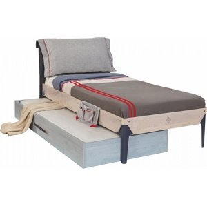 Studentská postel 100x200cm s přistýlkou lincoln - dub/dub modrá/tmavě