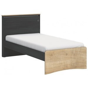 Studentská postel 100x200cm s usb sirius - dub černý/dub zlatý