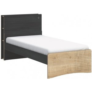 Studentská postel 100x200cm s knihovnou sirius - dub černý/dub zlatý