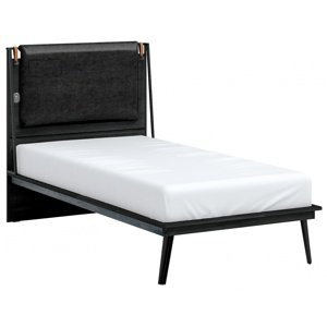 Studentská postel 100x200cm s usb nebula - černá/šedá