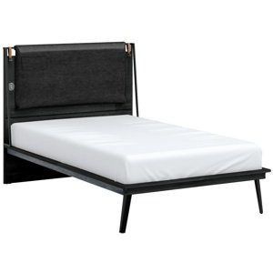 Studentská postel 120x200cm s usb nebula - černá/šedá